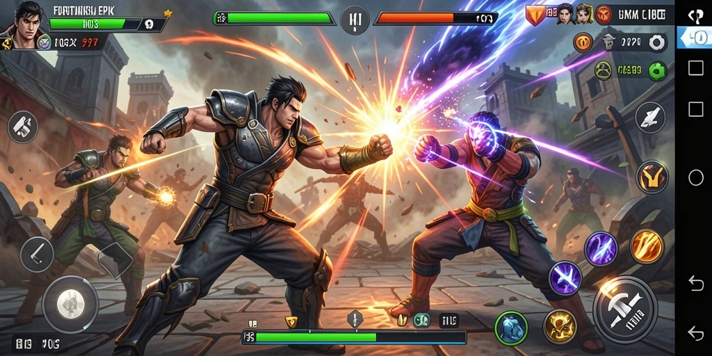 Screenshot menunjukkan duel seru antara dua karakter dalam H03 dengan efek visual menakjubkan.