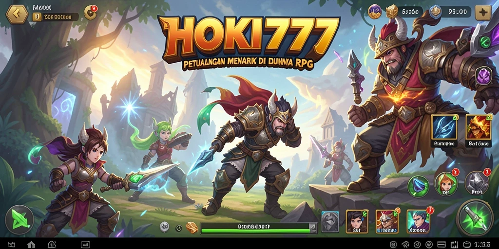 Tangkapan layar utama HOKI777 menampilkan aksi petualangan RPG yang mendebarkan.