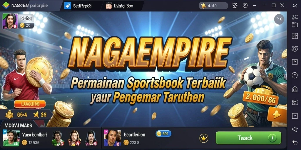 Screenshot gameplay NAGAEMPIRE menampilkan taruhan olahraga yang seru.