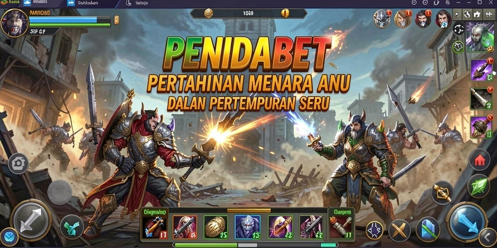 Screenshot gameplay PENIDABET menunjukkan aksi menaranya yang intens.